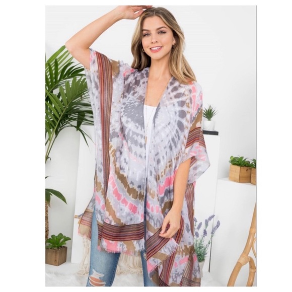 Tie dyed boho kimono top - Picture 2 of 6
